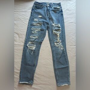 Distressed Blue Jeans